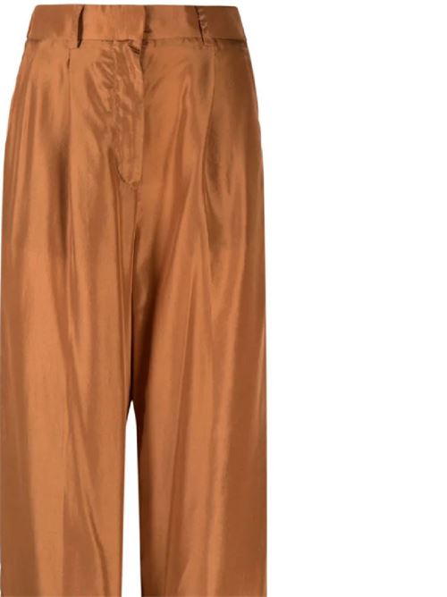 Pantalone a vita alta in seta habotai Forte forte | 12376BRONZE